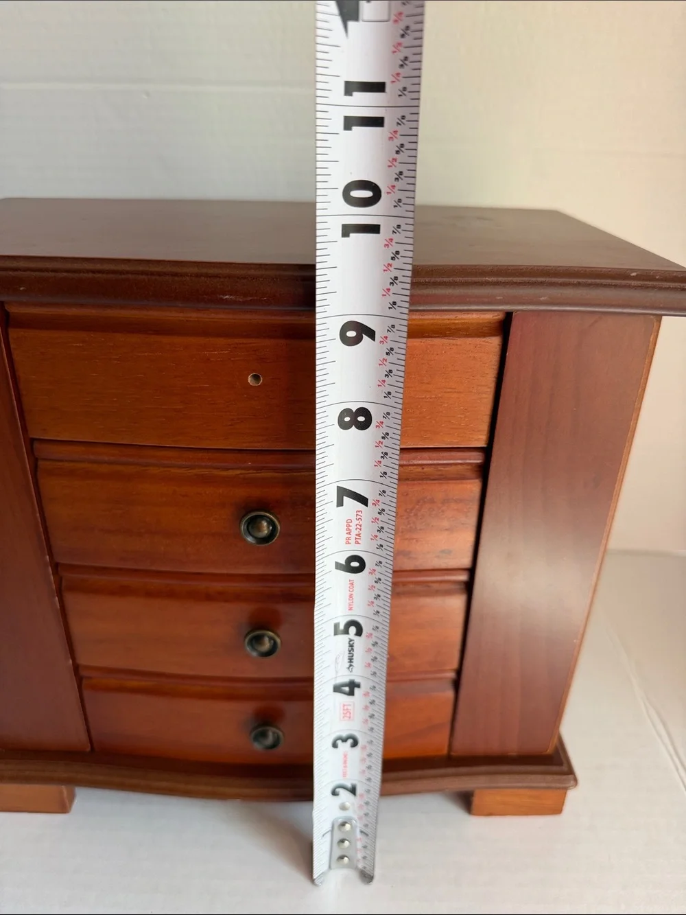 Classic Wooden Jewelry Organizer with Mirror in Brown Vintage